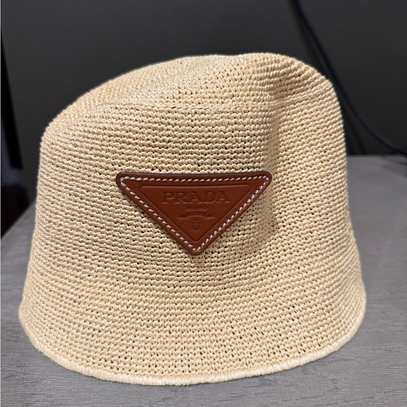 Prada Tan Woven Bucket Hat - Picture 1 of 5